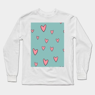Kawaii Pastel Hearts-Teal Long Sleeve T-Shirt